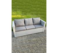 Fimous 3 Seater Rattan Lounge Sofa With Thick Cushion Light Grey Fimous Light Grey