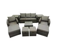 Fimous Garden Outdoor Furniture Set with 2 Side Tables 4 Stools