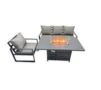 Fimous 4 Seat Aluminium 3 Seat Sofa Gas Fire Pit Table Sets with Chair