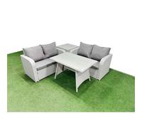 Fimous 4 Seat Outdoor Love Sofa Set Rattan Garden Furniture Sets in Light Grey Fimous Light Grey