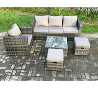 Fimous 5 Pcs Outdoor Lounge Sofa Set Wicker Pe Rattan Garden Furniture Set With Armchair Squar Coffee Table