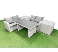 Fimous 5 Pieces Outdoor Pe Rattan Sofa Set Patio Garden Furniture Sets With Cushions 2 Side Tables Light Grey