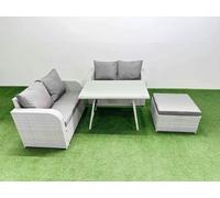 Fimous 5 Seat Outdoor Love Sofa Set Rattan Garden Furniture Set in Light Grey Fimous Light Grey