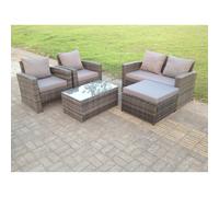 Fimous 5 Seater High Back Rattan Sofa Coffee Table Garden Furniture