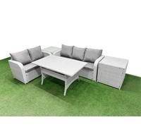 Fimous 5 Seater Pe Rattan Wicker Garden Furniture Conservatory Sofa Set 3 Seater Sofa Love Sofa 2 Side Table