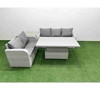 Fimous 5 Seater Pe Rattan Wicker Garden Furniture Conservatory Sofa Set Adjustable Lifting Table Side Table
