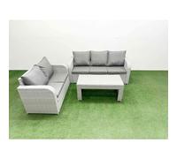 Fimous 5 Seater PE Rattan Wicker Garden Furniture Patio Conservatory Sofa Set with Oblong Coffee Table 3 Seater Sofa Love Sofa