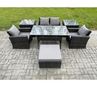Fimous 5 Seater Pe Wicker Outdoor Garden Furniture Set Patio Furniture Rattan Rectangular Dining Table