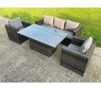 Fimous 5 Seater Wicker Rattan Garden Furniture Rising Table Sets Dark Grey Mix