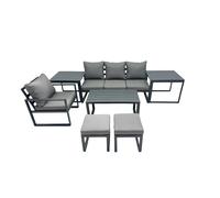 Fimous 6 Seat Aluminium Lounge 3 Seat Sofa Coffee Table Sets with Side Table