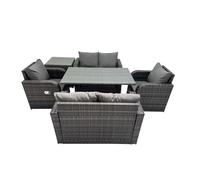 Fimous 6 Seat Outdoor Dining Table Sofa Sets with Side Table
