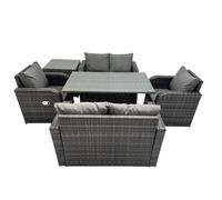 Fimous 6 Seat Outdoor Dining Table Sofa Sets with Side Table