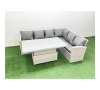 6 Seat Rattan Garden Furniture Corner Sofa Set Light Grey Fimous Light Grey One Size