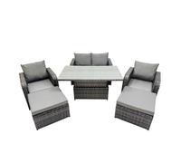 6-seater Patio Height Adjustable Rising Lifting Table Sofa Sets Fimous Dark Grey One Size