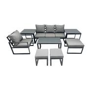 Fimous 7 Seat Aluminium 3 Seat Sofa Coffee Table Sets with 2 Side Tables