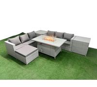 7 Seat PE Rattan Lounge Sofa Sets Outdoor Garden Furniture Set Fimous Light Grey One Size