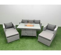 7 Seat PE Wicker Rattan Lounge Sofa Set Outdoor Garden Furniture Sets Fimous Light Grey One Size