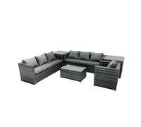 Fimous 7-seater Patio Coffee Table Sofa Set with 2 Side Tables