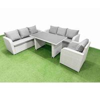 Fimous 7-seater Patio Rectangular Table Sofa Set Light Grey Fimous Light Grey