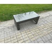 Fimous 7 Seater Rattan Garden Furniture Set Indoor Outdoor Patio Sofa Set with Coffee Table Love seat Sofa 2 Side Tables Big Footstool Dark Grey Mixed