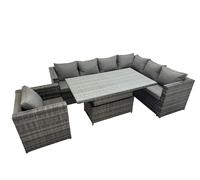 Fimous 7 Seater Rattan Corner Sofa Sets with Chair Dark Grey Mixed Fimous Dark Grey