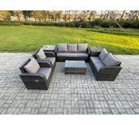 Fimous 7 Seater Rattan Wicker Garden Furniture Patio Conservatory Sofa Set with Coffee Table 3 Seater Sofa