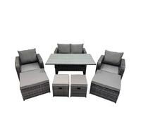 Fimous 8 Seat Outdoor Dining Table Sofa Sets with 4 Stools