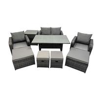 Fimous 8 Seat Outdoor Dining Table Sofa Sets with 4 Stools Side Table