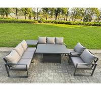 Fimous Aluminum 8-Seater Patio Set with Lifting Table, 2 Chairs & Side Table in Dark Grey Fimous Dark Grey