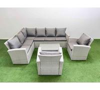 8 Seater Garden Outdoor PE Rattan Furniture Set with 2 Chair Fimous Light Grey One Size