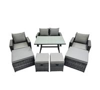 Fimous 8 Seater Outdoor Dining Table Double Seat Sofa 4 Stools Set
