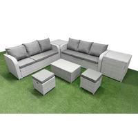 Fimous Outdoor Garden Furniture Sets 8 Seater Wicker Rattan Furniture Sofa Sets with high Back Lounge Sofa Stools 2 Side Table