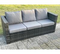 Fimous 8 Seater Rattan Garden Furniture Set Patio Outdoor Lounge Sofa Set with 2 Armchairs Side Table Square Coffee Table Dark Grey Mixed