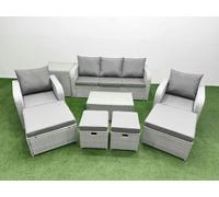 9 PCs Rectangular Coffee Table Set Reclining Chair Inclining Sofa Seat Fimous Light Grey One Size