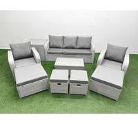 9 PCs Rectangular Coffee Table Set Reclining Chair Inclining Sofa Seat Fimous Light Grey One Size