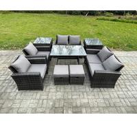 Fimous Garden Furniture Sets 9 Pieces Wicker Rattan Furniture Manual Wicker Patio Sofa Patio Conversation Set