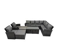 Fimous 9 Pieces Outdoor Garden Sofa Oblong Coffee Table Set