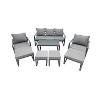 Fimous 9 Seat Aluminium 3 Seat Sofa Coffee Table Sets with 2 Side Tables