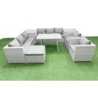 9 Seat Garden Furniture Set PE Ratten Garden Sofa Set Fimous Light Grey One Size