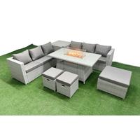 9 Seat PE Rattan Lounge Sofa Set Outdoor Garden Furniture Sets Fimous Light Grey One Size