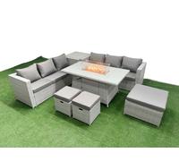 9 Seat PE Rattan Lounge Sofa Set Outdoor Garden Furniture Sets Fimous Light Grey One Size