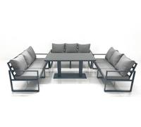 Fimous 9 Seater Garden Sofa Set Aluminium Furniture Rising Dining Tabe Set Dark Grey