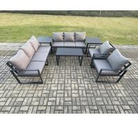 Fimous Aluminium 7 Pieces Garden Furniture Set With Cushions 8 Seater Outdoor Patio Lounge Sofa Set With 2 Armchairs