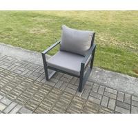 Fimous Aluminum Outdoor Garden Furniture Single Arm Chair Sofa With Seat And Back Cushion Dark Grey