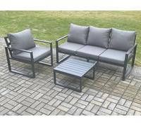 Fimous Aluminium Outdoor Garden Furniture Set Lounge Sofa Chairs Sets Conservatory Set Dark Grey
