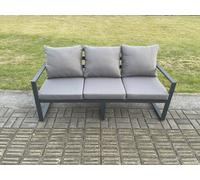 Fimous Aluminium Outdoor Garden Sofa Patio Lounge 3 Seater Sofa for Balcony, Terrace, Swimming Pool Dark Grey Fimous Dark Grey