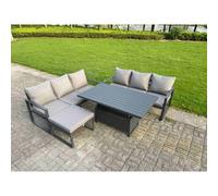 Fimous Aluminum 4-Piece Sofa Set with Lifting Table, Cushions & Big Footstool in Dark Grey Fimous Dark Grey
