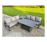 Fimous Aluminum 4-Piece Sofa Set with Lifting Table, Cushions & Side Table in Dark Grey Fimous Dark Grey