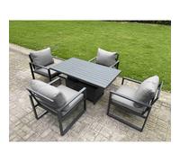 Fimous ALuminum 5 Piece Dining Set with Lifting Table & 4 Chairs in Dark Grey Fimous Dark Grey