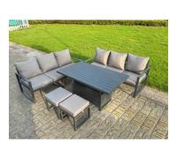 Fimous Aluminum 5-Piece Sofa Set with Lifting Table, Cushion & 2 Small Stools in Dark Grey Fimous Dark Grey